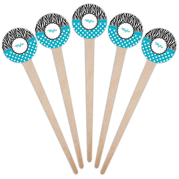 Dots & Zebra Wooden 4" Food Pick - Round - Fan View