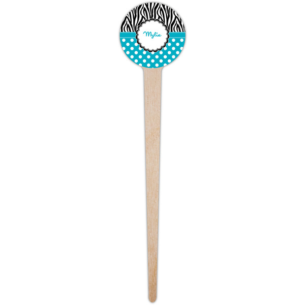 Dots & Zebra Wooden 4" Food Pick - Round - Single Pick