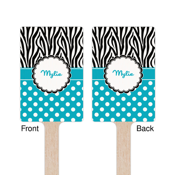 Dots & Zebra Wooden 6.25" Stir Stick - Rectangular - Double Sided - Front & Back
