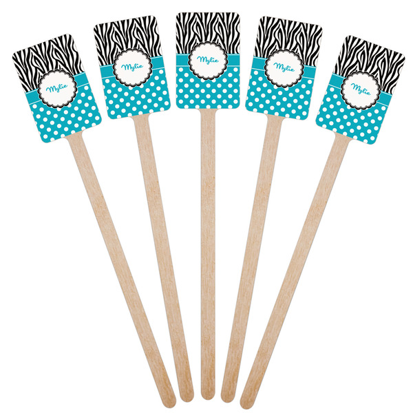 Dots & Zebra Wooden 6.25" Stir Stick - Rectangular - Fan View