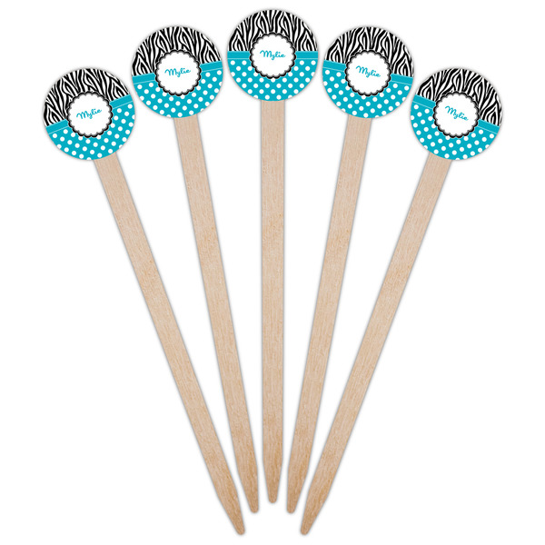 Dots & Zebra Wooden 6" Food Pick - Round - Fan View