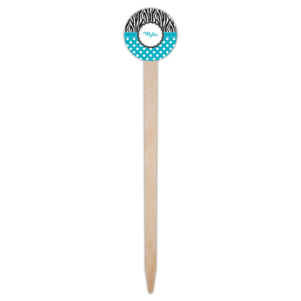 Dots & Zebra Wooden 6" Food Pick - Round - Single Pick