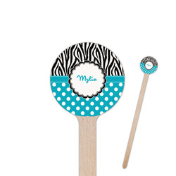 Dots & Zebra 6" Round Wooden Stir Sticks - Single Sided (Personalized)