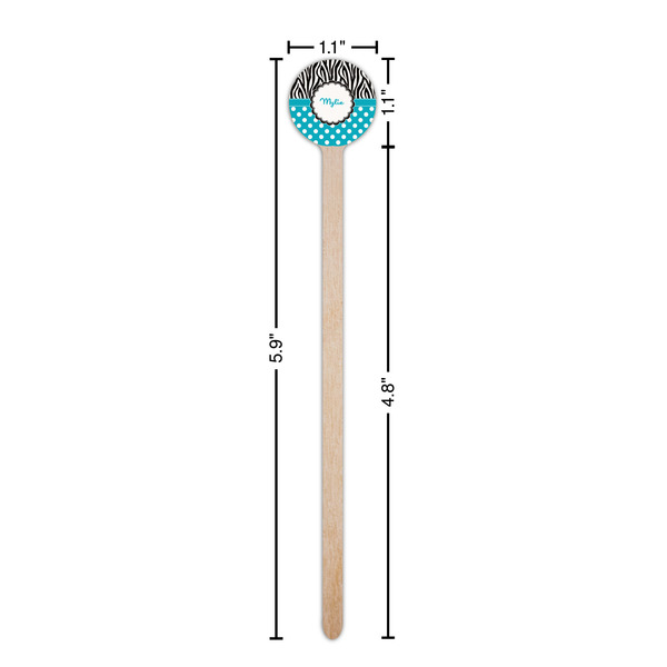 Dots & Zebra Wooden 6" Stir Stick - Round - Dimensions
