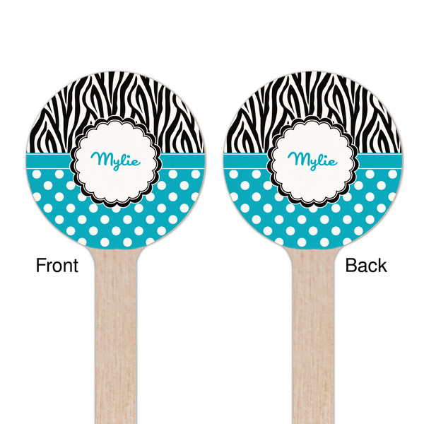 Dots & Zebra Wooden 6" Stir Stick - Round - Double Sided - Front & Back
