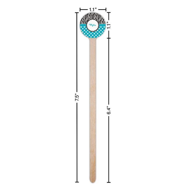 Dots & Zebra Wooden 7.5" Stir Stick - Round - Dimensions