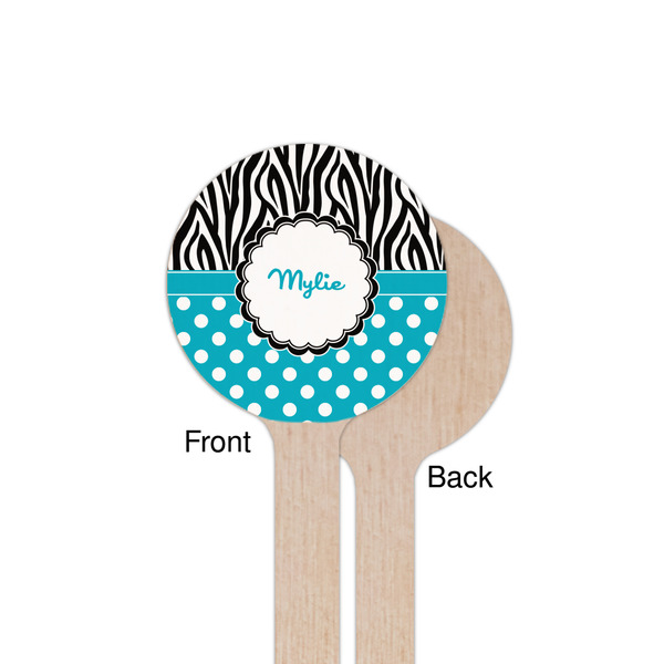 Dots & Zebra Wooden 7.5" Stir Stick - Round - Single Sided - Front & Back