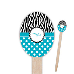 Dots & Zebra Oval Wooden Food Picks - Double Sided (Personalized)