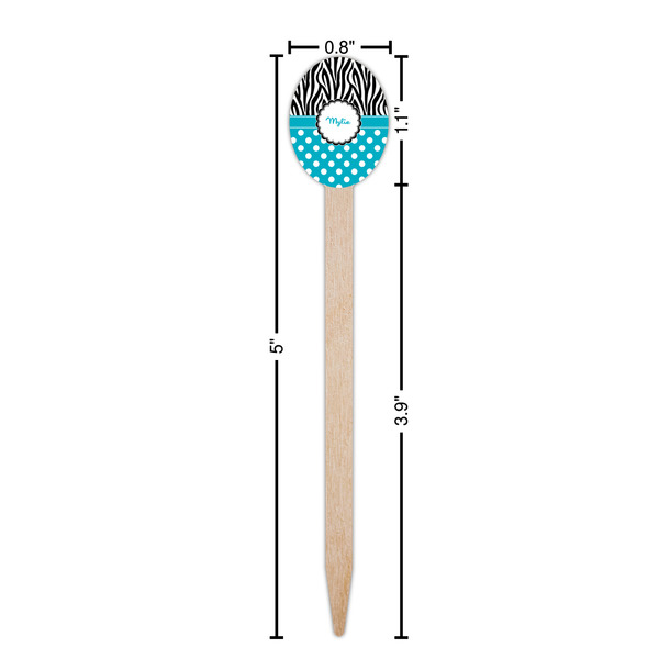 Dots & Zebra Wooden Food Pick - Oval - Dimensions