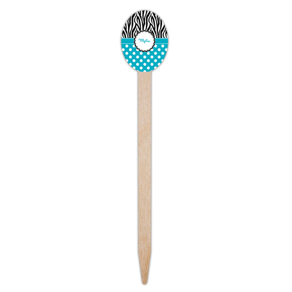 Dots & Zebra Wooden Food Pick - Oval - Single Pick