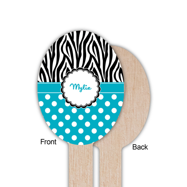 Dots & Zebra Wooden Food Pick - Oval - Single Sided - Front & Back