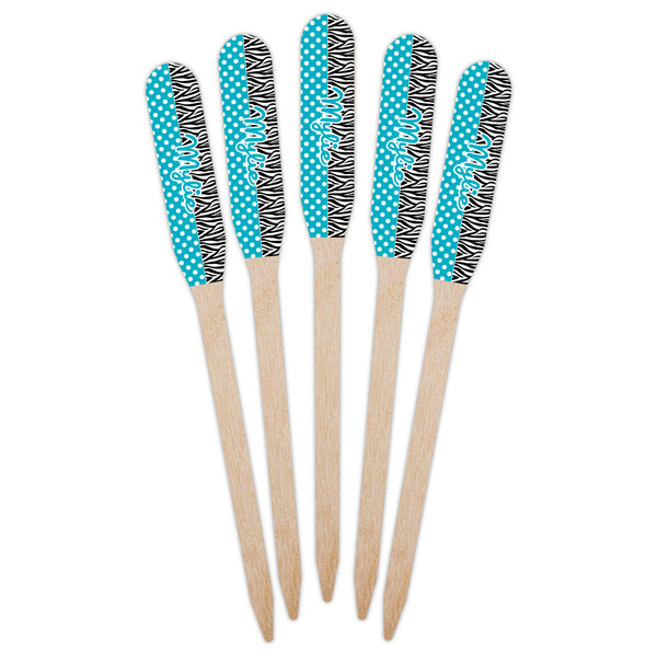 Dots & Zebra Wooden Food Pick - Paddle - Fan View