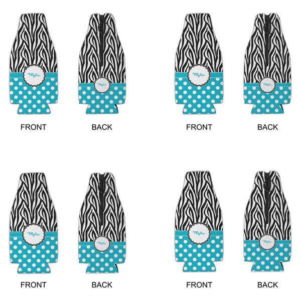 Dots & Zebra Zipper Bottle Cooler - Set of 4 - APPROVAL