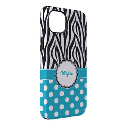 Dots & Zebra iPhone Case - Rubber Lined - iPhone 14 Plus (Personalized)