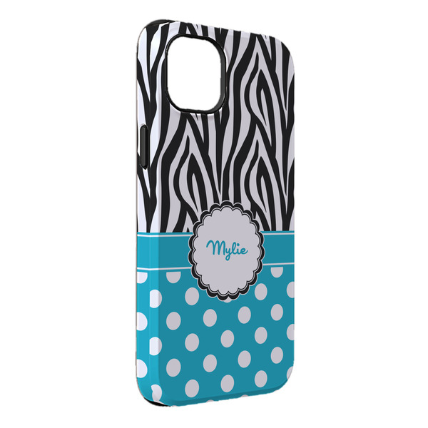 Custom Dots & Zebra iPhone Case - Rubber Lined - iPhone 14 Plus (Personalized)