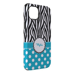Dots & Zebra iPhone Case - Rubber Lined - iPhone 14 Pro Max (Personalized)
