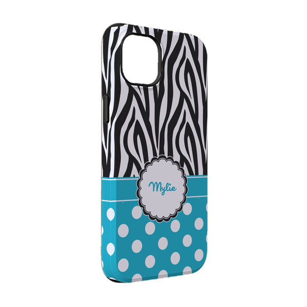 Custom Dots & Zebra iPhone Case - Rubber Lined - iPhone 14 Pro (Personalized)