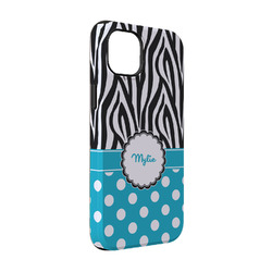 Dots & Zebra iPhone Case - Rubber Lined - iPhone 14 (Personalized)