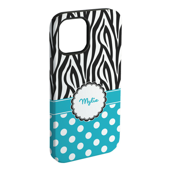 Custom Dots & Zebra iPhone Case - Rubber Lined - iPhone 15 Plus (Personalized)