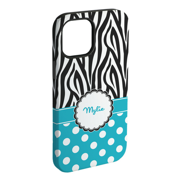 Custom Dots & Zebra iPhone Case - Rubber Lined - iPhone 15 Pro Max (Personalized)