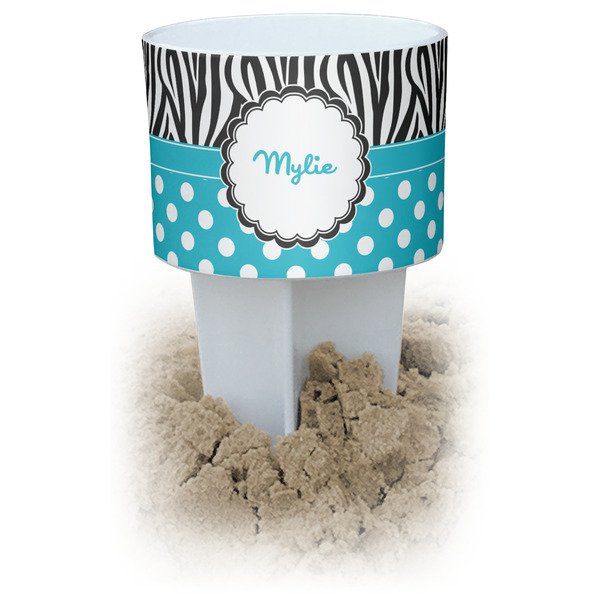 Custom Dots & Zebra Beach Spiker Drink Holder (Personalized)