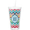 Retro Chevron Monogram Double Wall Tumbler with Straw (Personalized)
