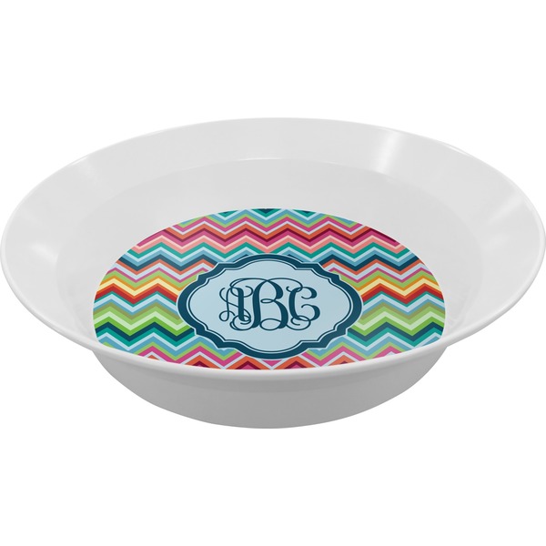 Custom Retro Chevron Monogram Melamine Bowl