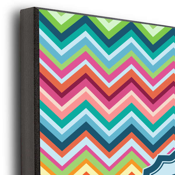 Retro Chevron Monogram 11x14 Wood Print - Closeup