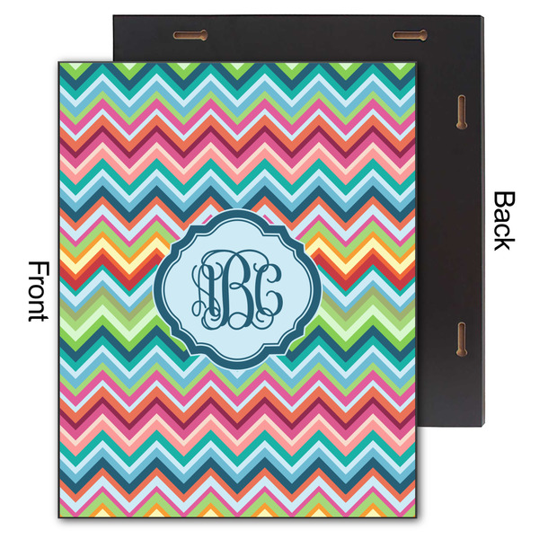 Retro Chevron Monogram 11x14 Wood Print - Front & Back View