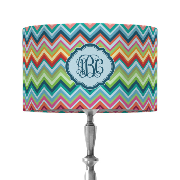 Retro Chevron Monogram 12" Drum Lampshade - ON STAND (Fabric)