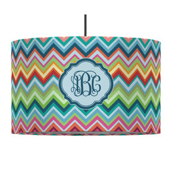 Retro Chevron Monogram 12" Drum Pendant Lamp - Fabric