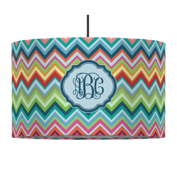 Retro Chevron Monogram 12" Drum Lampshade - PENDANT (Fabric)