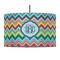 Retro Chevron Monogram 12" Drum Pendant Lamp - Fabric