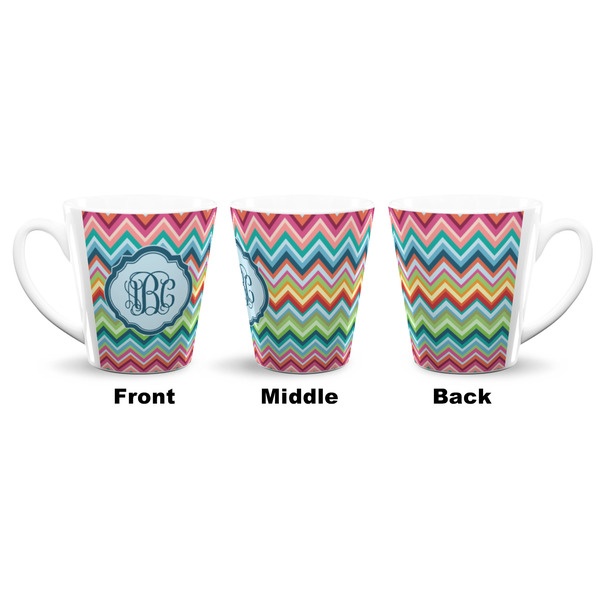 Retro Chevron Monogram 12 Oz Latte Mug - Approval