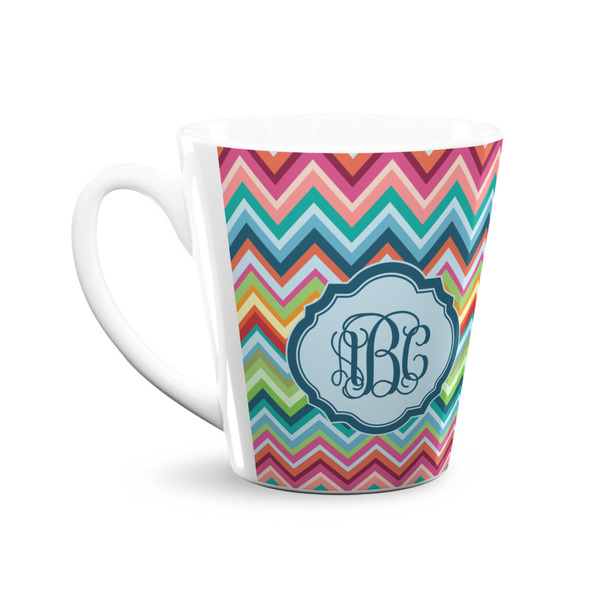 Retro Chevron Monogram 12 Oz Latte Mug - Front