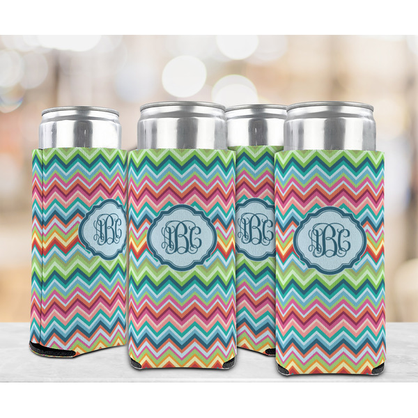 Retro Chevron Monogram 12oz Tall Can Sleeve - Set of 4 - LIFESTYLE