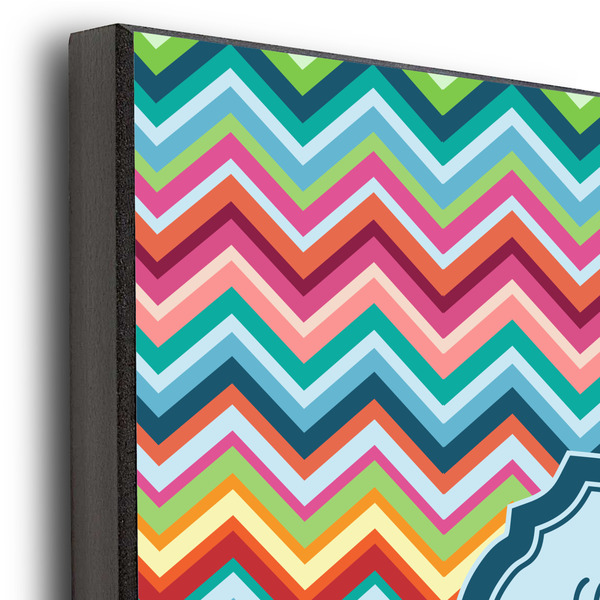 Retro Chevron Monogram 12x12 Wood Print - Closeup