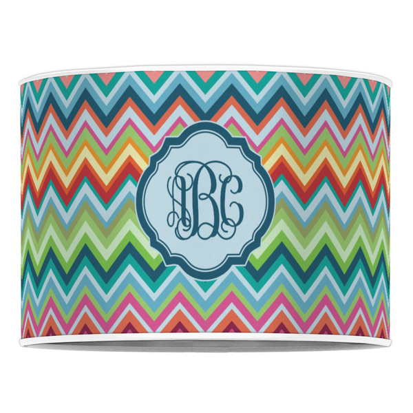 Retro Chevron Monogram 16" Drum Lampshade - FRONT (Poly Film)