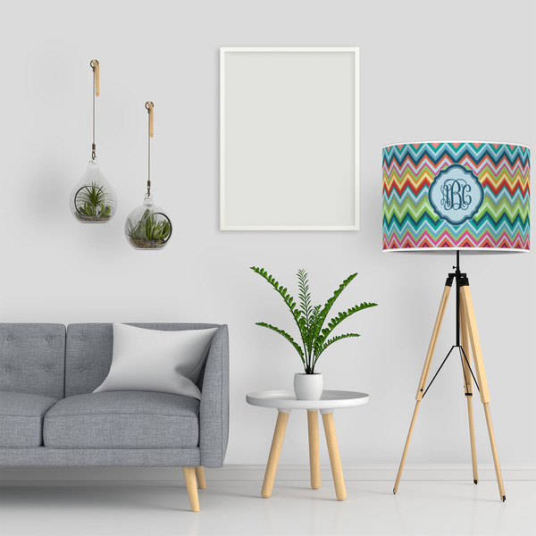 Retro Chevron Monogram 16" Drum Lampshade - LIFESTYLE