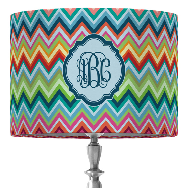 Custom Retro Chevron Monogram 16" Drum Lamp Shade - Fabric