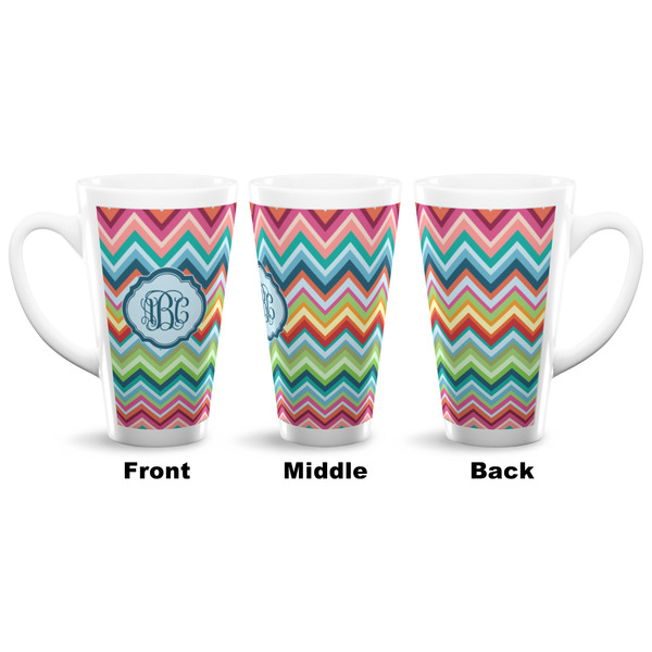 Retro Chevron Monogram 16 Oz Latte Mug - Approval