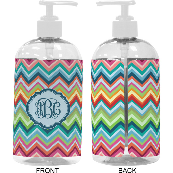 Retro Chevron Monogram 16 oz Plastic Liquid Dispenser- Approval- White