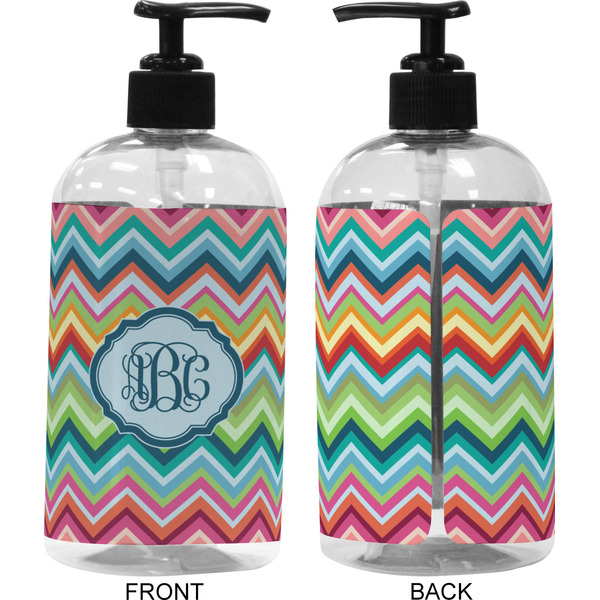 Retro Chevron Monogram 16 oz Plastic Liquid Dispenser (Approval)