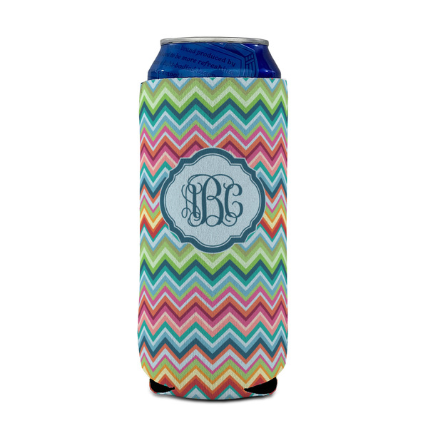 Retro Chevron Monogram 16oz Can Sleeve - FRONT (on can)