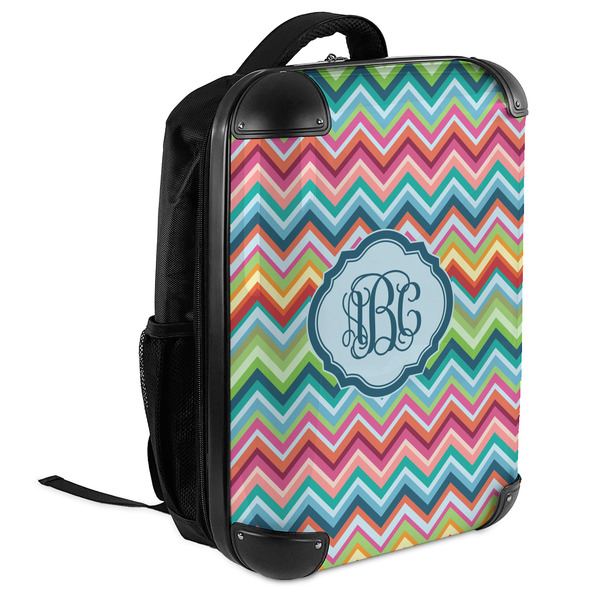Retro Chevron Monogram 18" Hard Shell Backpacks - ANGLED VIEW