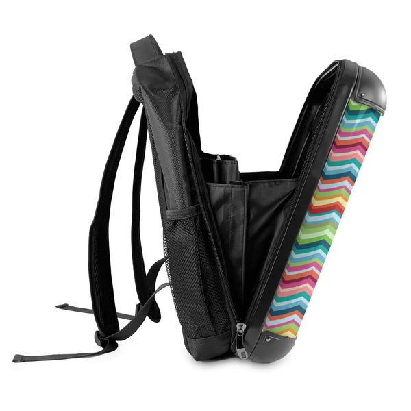 Retro Chevron Monogram 18" Hard Shell Backpacks - SIDE OPEN