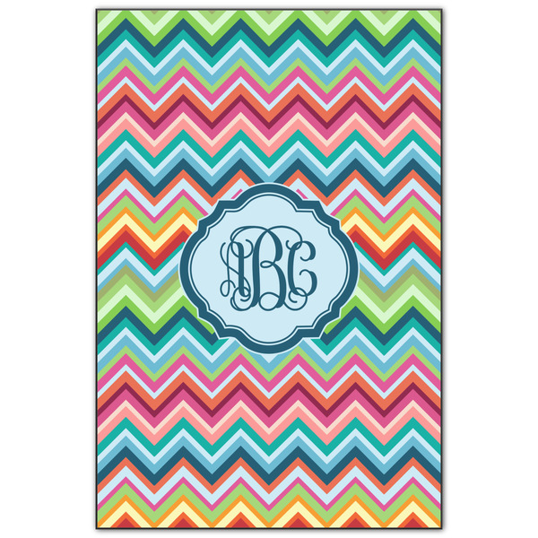 Custom Retro Chevron Monogram Wood Print - 20x30