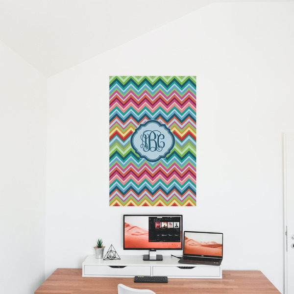 Retro Chevron Monogram 24x36 - Matte Poster - On the Wall