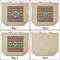 Retro Chevron Monogram 3 Reusable Cotton Grocery Bags - Front & Back View