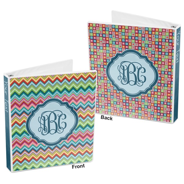 Retro Chevron Monogram 3-Ring Binder Front and Back